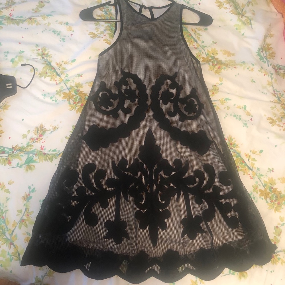 LF Black floral design dress